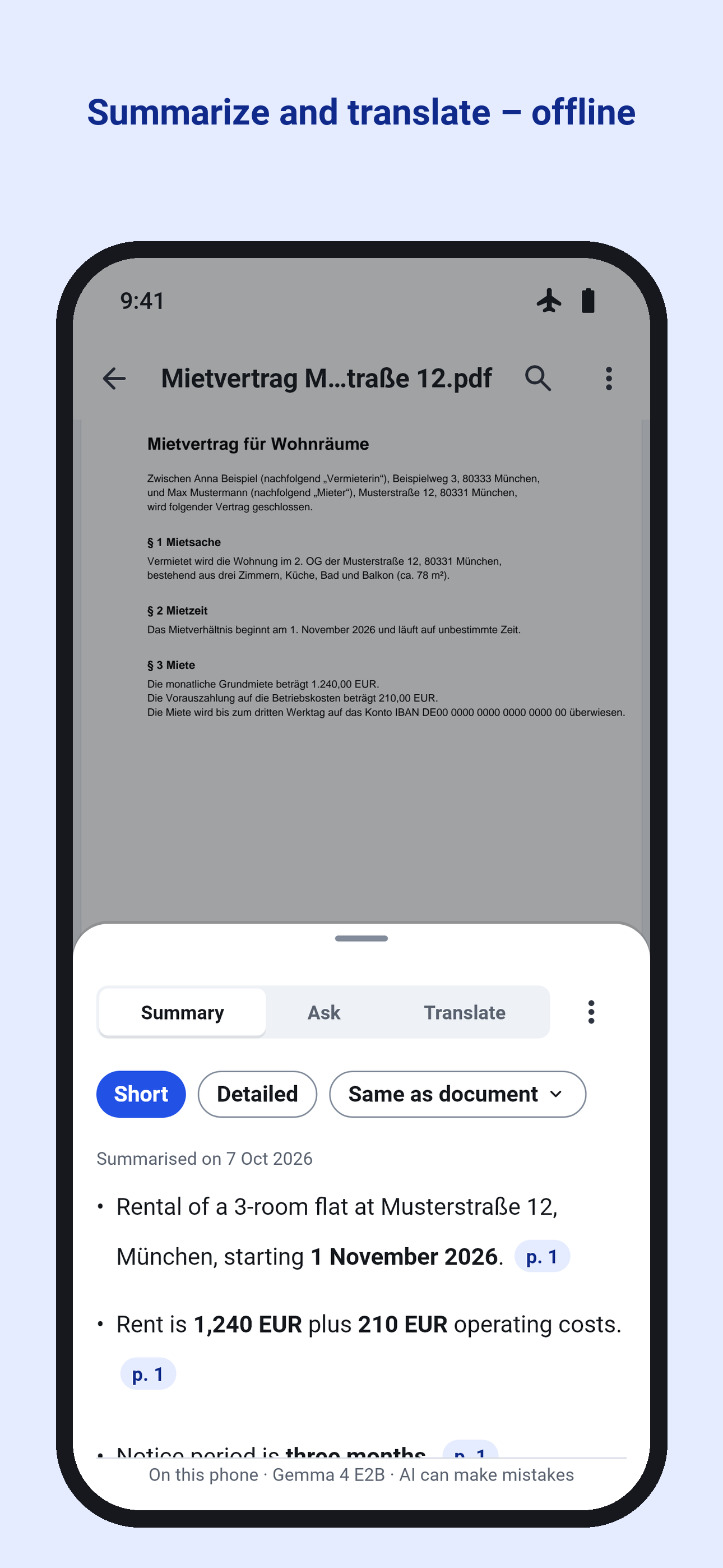 A summary of a PDF with links to its pages
